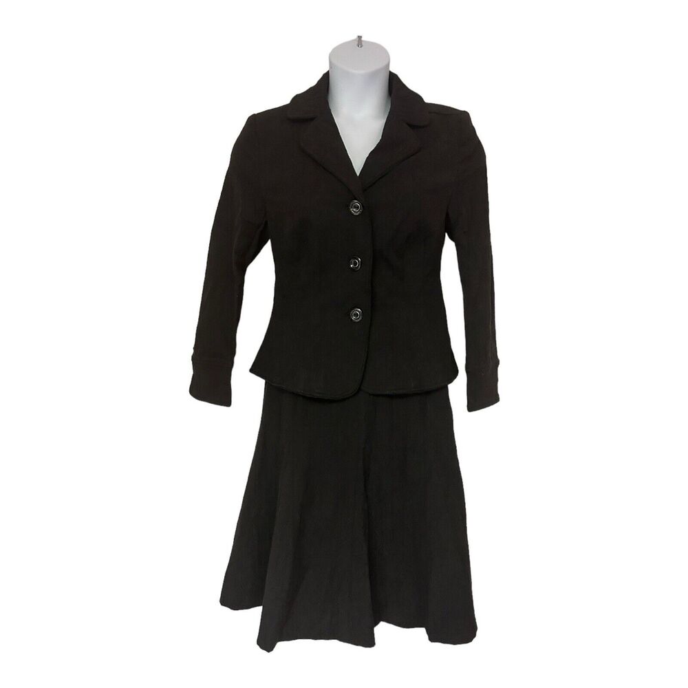 Monroe & Main Jacquard Black Suit Business Office Dinner Party Blazer Skirt Set